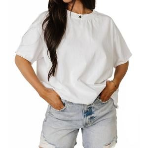 NEW AMPERSAND AVE boyfriend short sleeve top in white